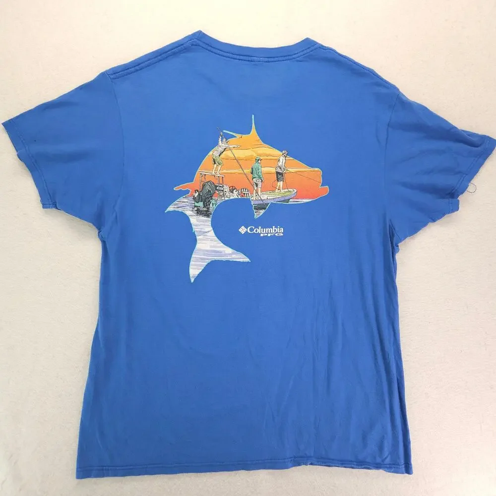 Columbia Short Sleeve Crew Neck Graphic T Shirt Mens Size Large L Blue - Picture 9 of 9